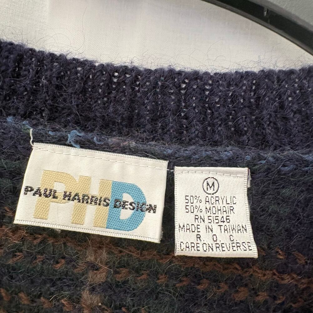 Paul Harris Design Vintage Mohair Blend Cardigan Sweater Plaid Medium - Picture 5 of 5